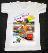 เสื้อยืดคอวีพร้อมสกรีนลายแหล่งท่องเที่ยว ลายหนองคาย